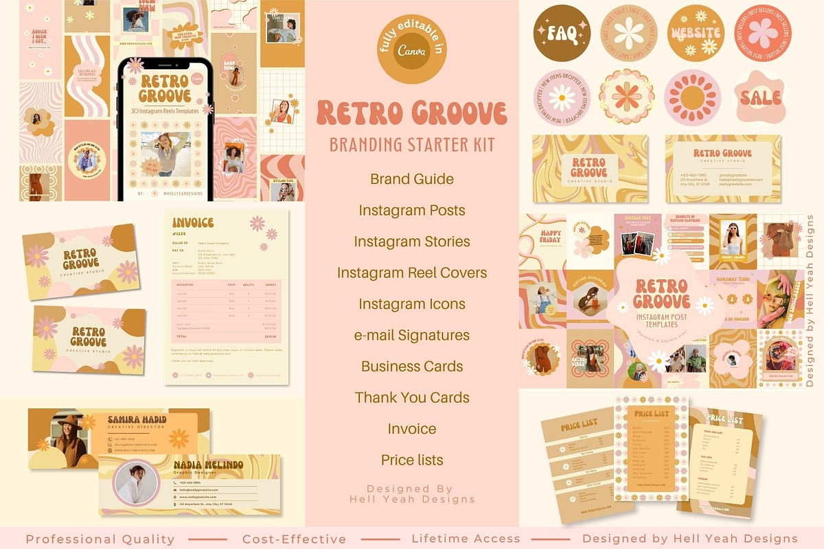 Retro Groove Branding Starter Kit, a Branding & Logo Template by Hell Yeah Designs (Photo 1 of 15)