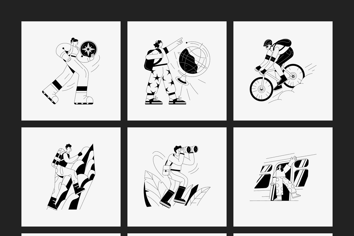 Monochrome Illustration Bundle, a Person Illustration by Vectors Market (Photo 13 of 18)