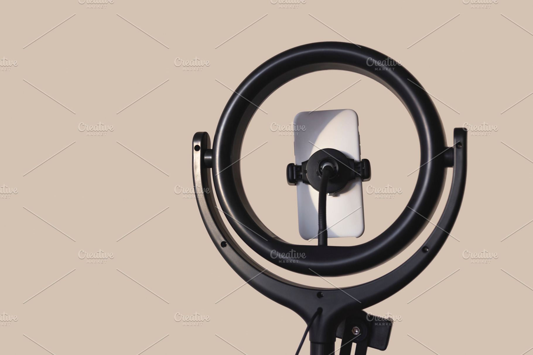 Ring light blogging equipment stock photo containing blogger and workplace, an Arts & Entertainment Photo by Valeriia • Svitlini