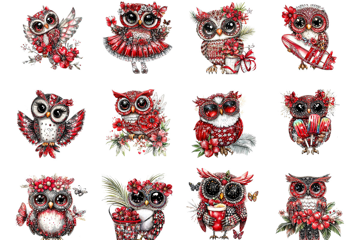 Whimsical Summer Owl Clipart, a Seasonal Illustration by Designking (Photo 2 of 5)