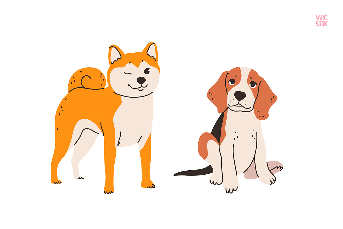 Cute dogs of different breeds set, an Animal Illustration by vik.stock (Photo 8 of 11)