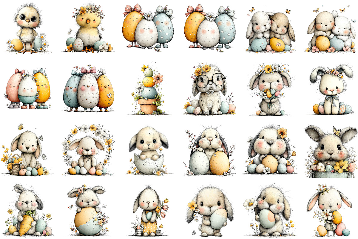 Whimsical Happy Easter Clipart, an Illustration by Sublimation Artist (Photo 2 of 7)