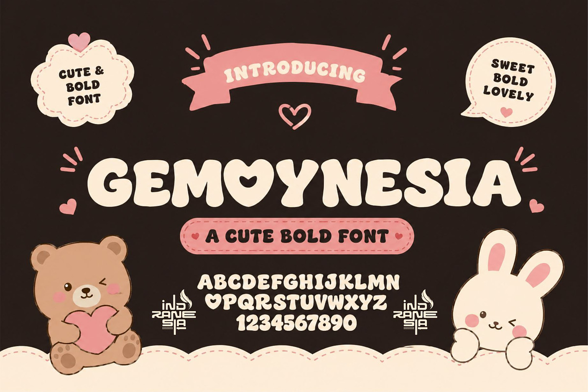 Gemoynesia – Soft Bold Playful Font, a Handwritten Font by indranesia (Photo 1 of 2)