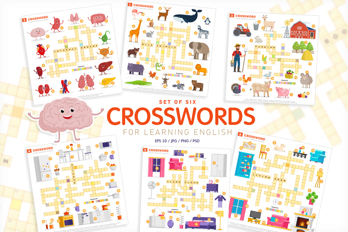 6 Crosswords - Learn English words, an Object Graphic by Bezvershenko (Photo 8 of 8)