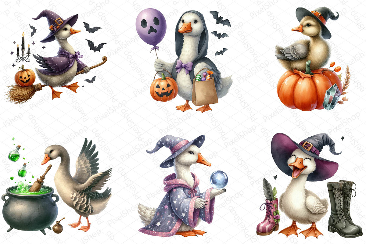Halloween Witchy Goose Clipart, an Illustration by DreamPrint404 (Photo 3 of 6)