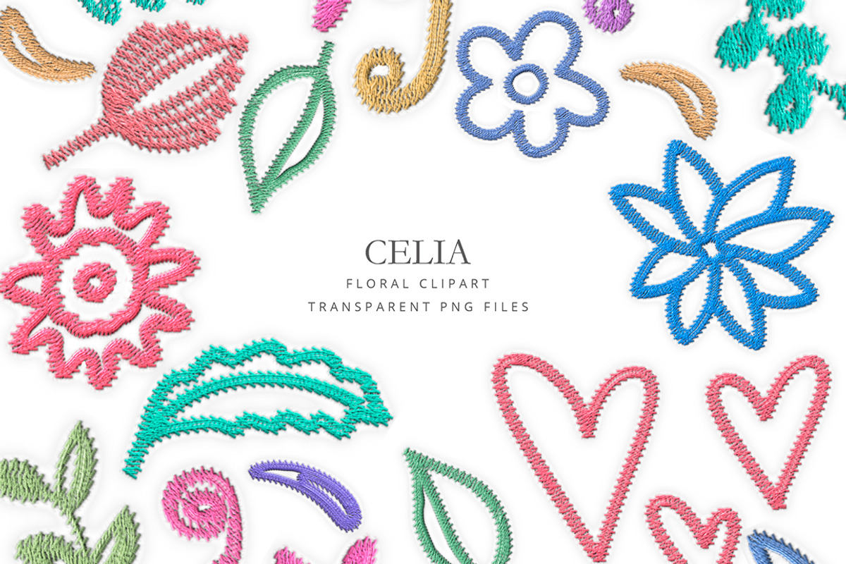 Embroidered flowers clipart, an Illustration by AS Studio (Photo 1 of 5)