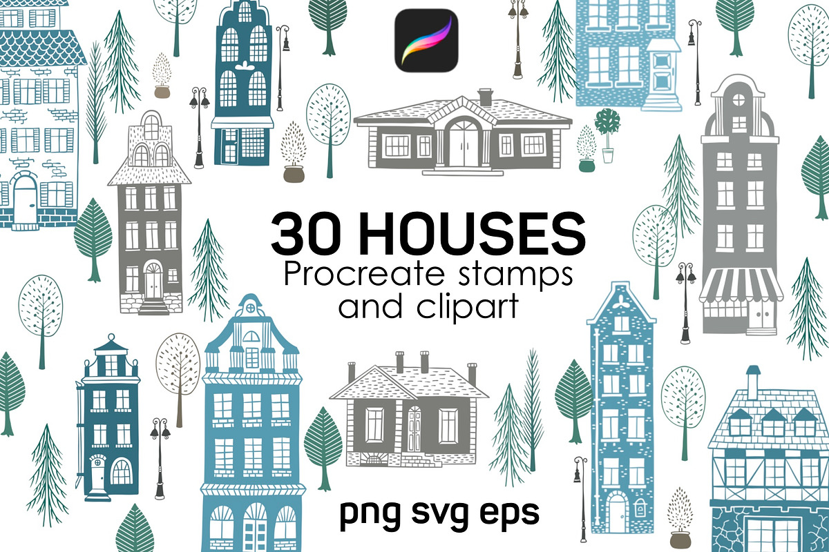 House Procreate brushes, clipart, a Brush Add-On by Veronika Gotovceva (Photo 1 of 4)