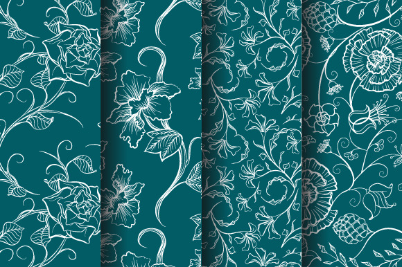 Set of vector floral patterns preview 5