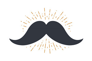 Mustache and vintage sun rays, an Object Illustration by Foxys Graphic