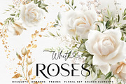 White roses and greenery, an Object Illustration by ollalya (Thumbnail 1 of 8)