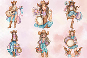 Watercolor Cute Cowgirl Clipart Bund, an Illustration by SVGArt (Thumbnail 6 of 9)