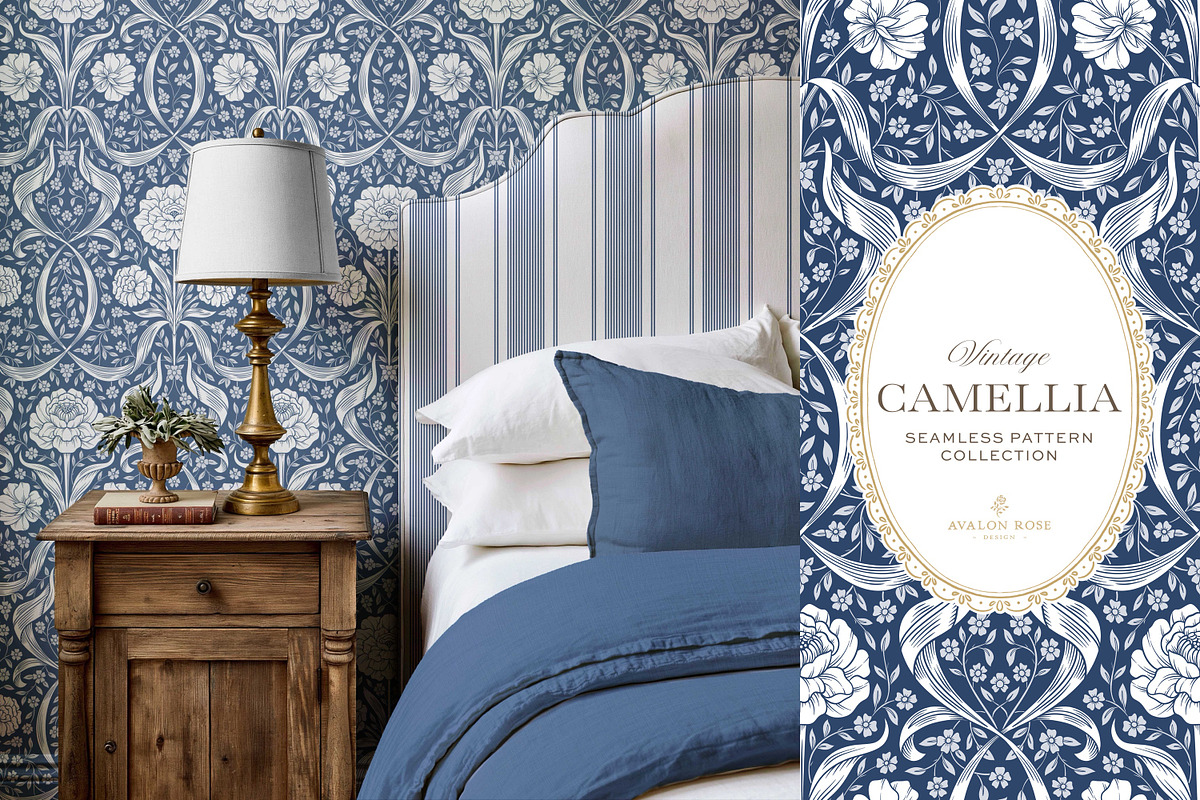 Arts & Crafts Floral Patterns Cobalt, a Pattern Graphic by Eclectic Anthology (Photo 10 of 10)