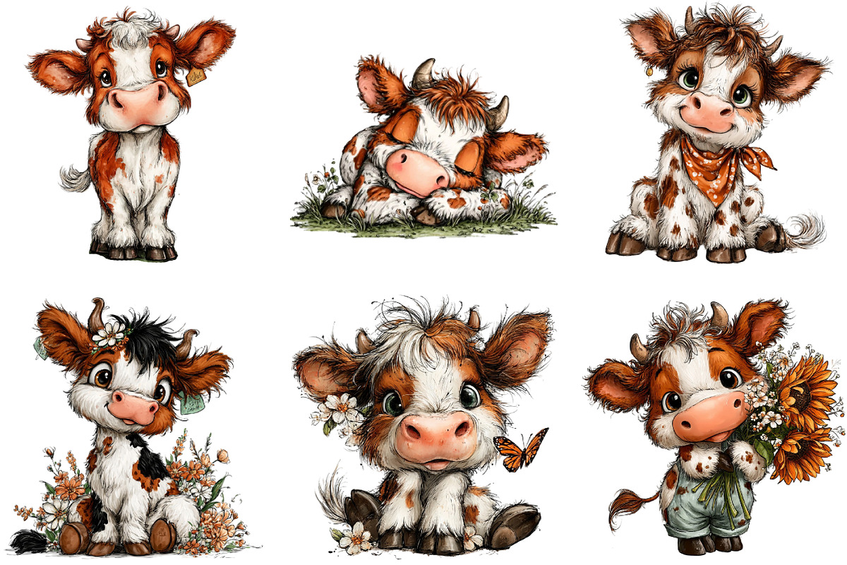 Baby Animal Cow Clipart, an Illustration by DreamArtGraphic (Photo 4 of 5)