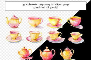 Watercolor Raspberry Tea Clipart