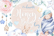 Watercolor NEW Honey Baby BOY, an Animal Illustration by S_ARTLOVE (Thumbnail 1 of 9)