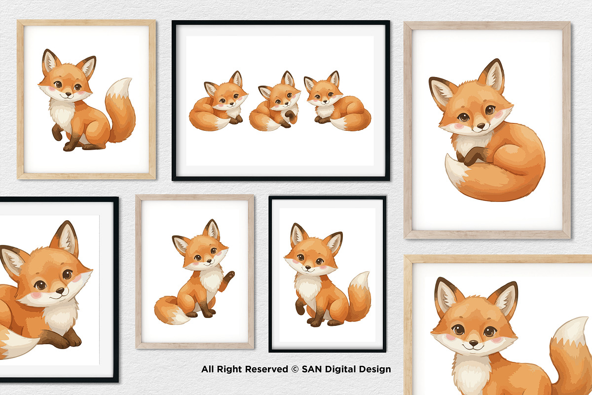 15 Bundle Watercolor Cute Fox Forest, an Animal Illustration by Morspective (Photo 4 of 8)