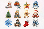 Watercolor Christmas Knitted Clipart, an Illustration by Dream Creation (Thumbnail 2 of 5)
