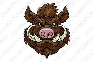Boar Wild Hog Razorback Warthog, an Animal Illustration by Christos Georghiou
