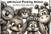 Whimsical Peeking Animal Clipart, an Illustration by Libby Wishes (Thumbnail 1 of 7)