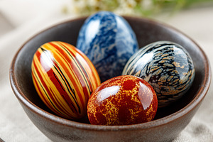 Colorful hand-painted Easter eggs in, a Holiday Photo by MistyDay