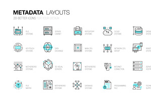 Metadata trendy line icons