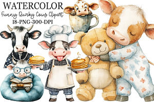 Funny Sketch Quirky Cows Clipart, an Illustration by Rose Art