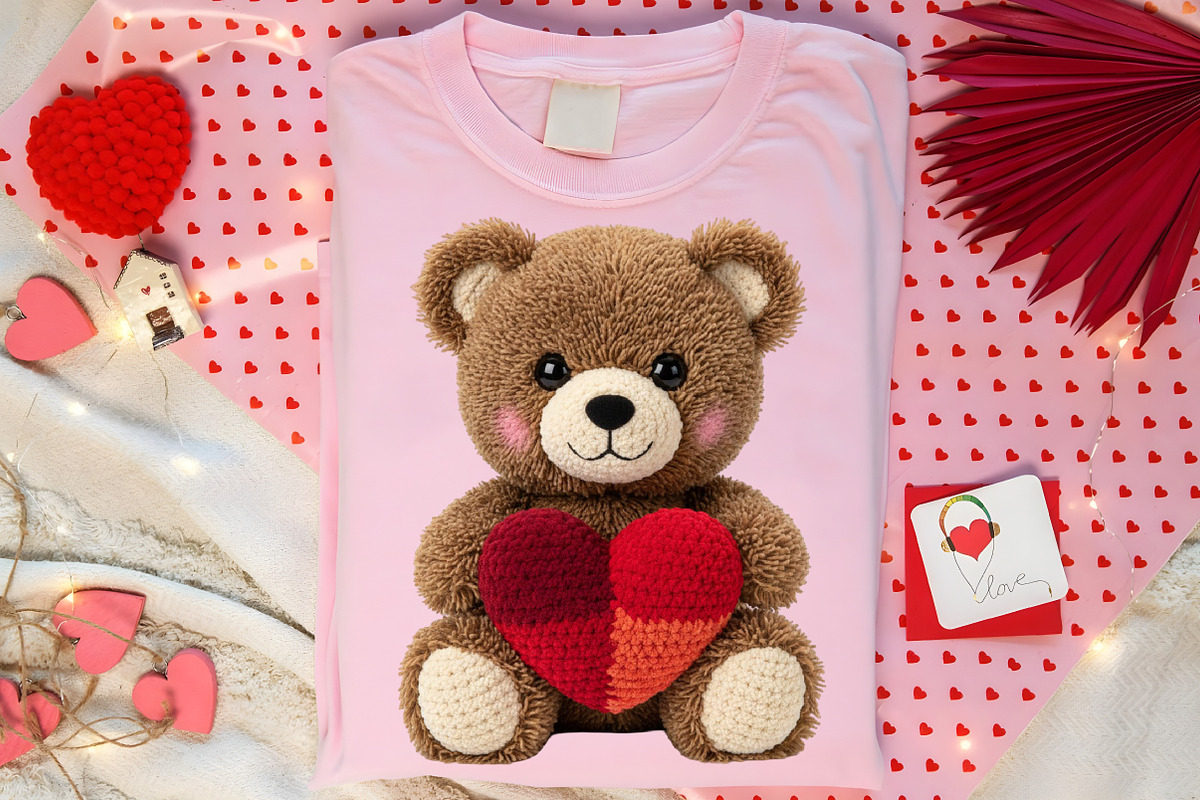Faux Yarn Valentine Teddy Bear PNG, an Illustration by Canvas Craft (Photo 5 of 7)