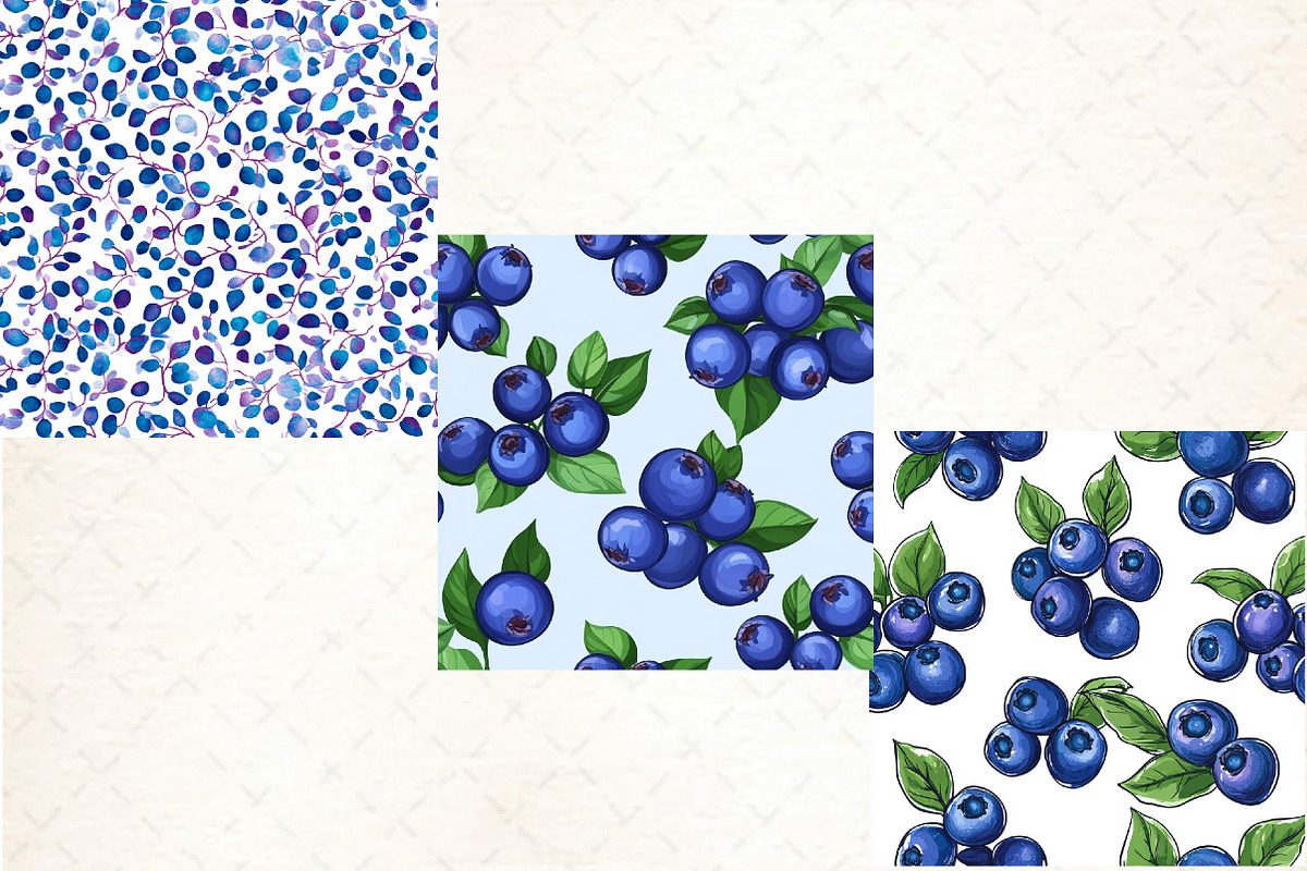 Blueberry Seamless Pattern Papers, a Background Graphic by DreamCafeArt (Photo 3 of 3)