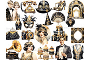 1920s Party White Clipart, a Person Illustration by GlamArtZhanna (Thumbnail 2 of 5)
