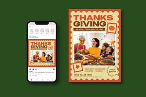 Thanksgiving Party Flyer, a Flyer Template by iDoodle Studio