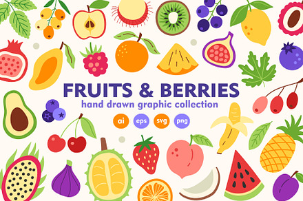 Fruits Clipart and Patterns +SVG
