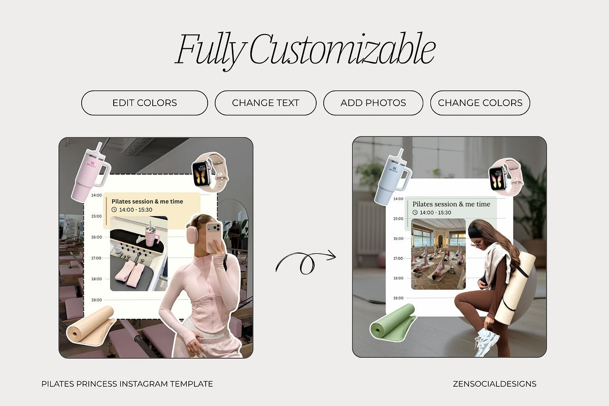 Pilates Instagram Templates, a Social Media Template by ZenSocialDesigns (Photo 6 of 9)
