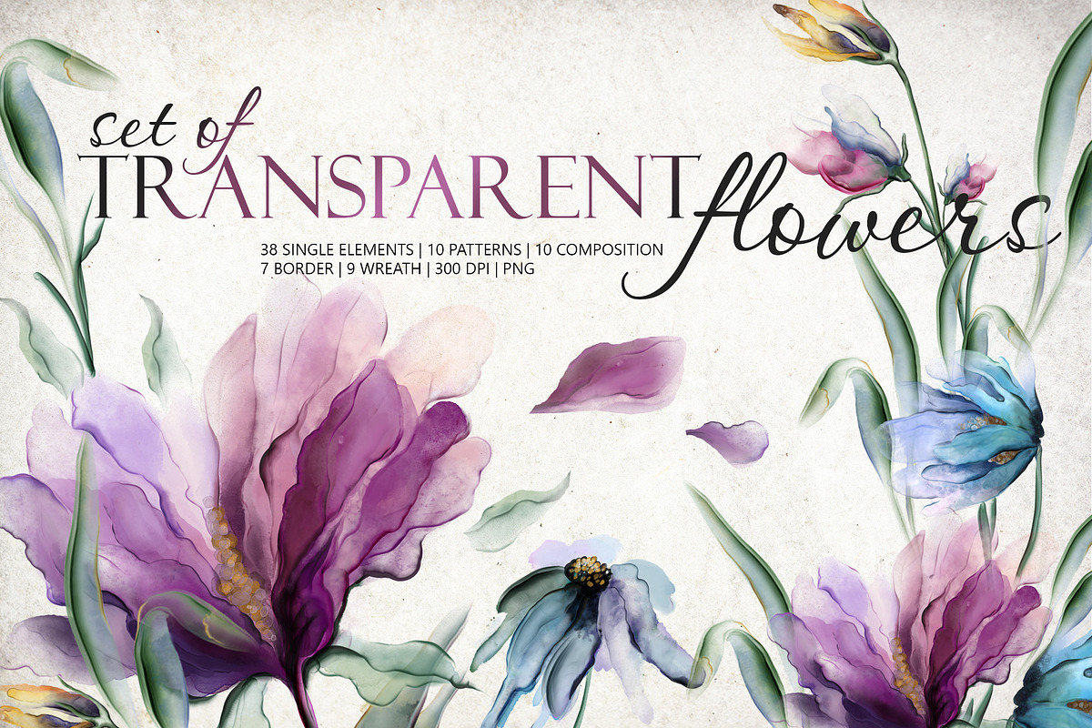 Transparent flowers in alcohol ink, a Decorative Illustration by RushkinaAntonina (Photo 1 of 5)