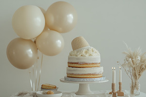 Elegant birthday celebration with a, a Photo by Tanuart
