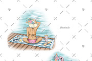 Poolside Watercolor Cliparts, an Illustration by Phantasia Design (Thumbnail 6 of 8)