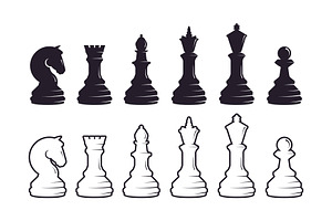 Chess Pieces Silhouette Set