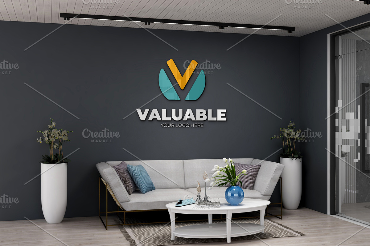 PSD Minimalist Lounge Wall Mockup, a Product Mockup by Ayy (Photo 6 of 15)
