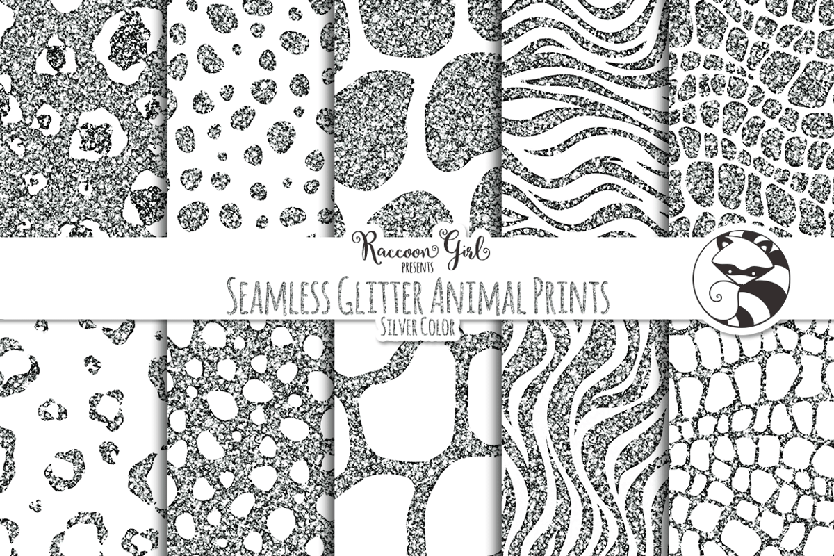 Seamless Glitter Animal Prints Slvr, a Pattern Graphic by RaccoonGirl Design (Photo 1 of 3)