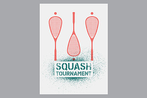 Squash Tournament Stencil Posters.