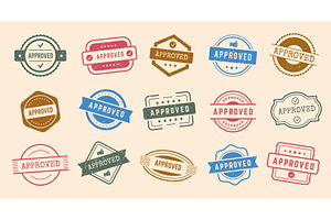 Approve badges. Stamp templates with, an Object Illustration by Onyx