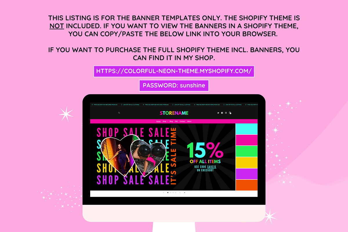 Neon Shop Banner Templates, a Shopify Template by SunshineStudioBoutique (Photo 4 of 8)