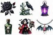Gothic Halloween Clipart, an Illustration by OK Design (Thumbnail 2 of 5)