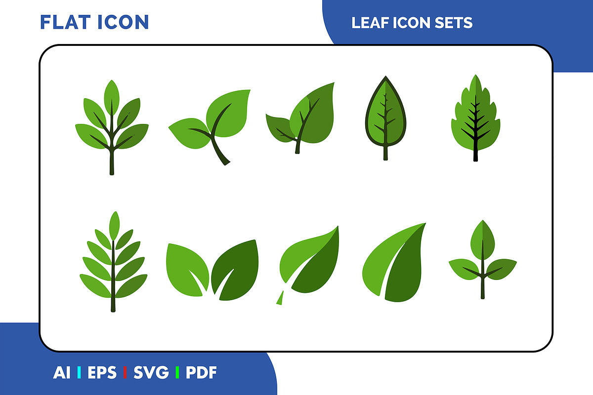 Flat Leaf Icon Set, a Duotone Icon by Fontmine Studio (Photo 1 of 3)