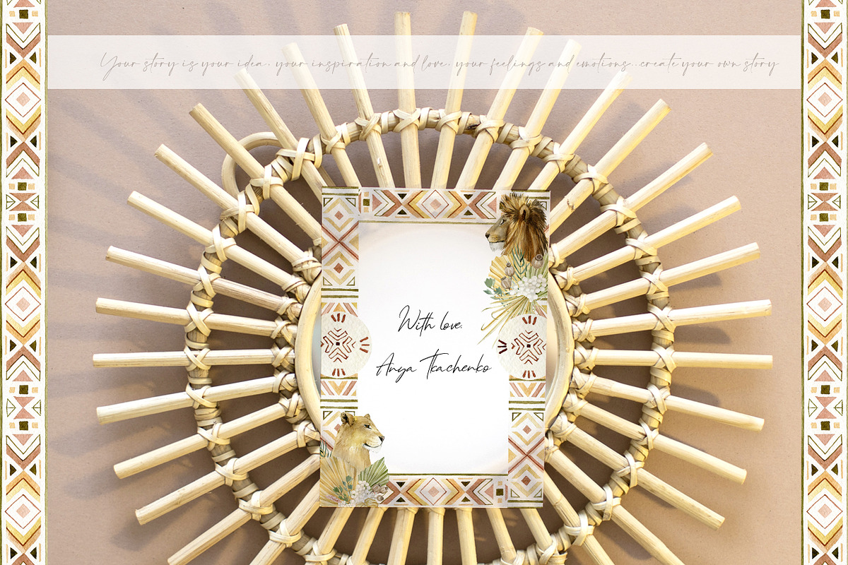 Boho floral & tropical animal lion, an Animal Illustration by AnnaTkachi (Photo 11 of 11)