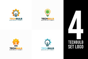 Set of Modern Tech Bulb logo designs