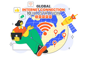 10 Global Internet Connection, a Technology Illustration by denayunebgt