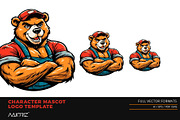 Muscle Bear Charcter Logo Template, a Branding & Logo Template by Maioriz Shop (Thumbnail 2 of 2)