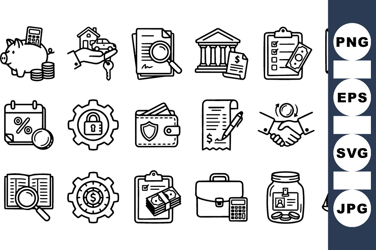 Line Art Finance Icons Bundle For Bu, an Illustration by designvectx (Photo 1 of 3)
