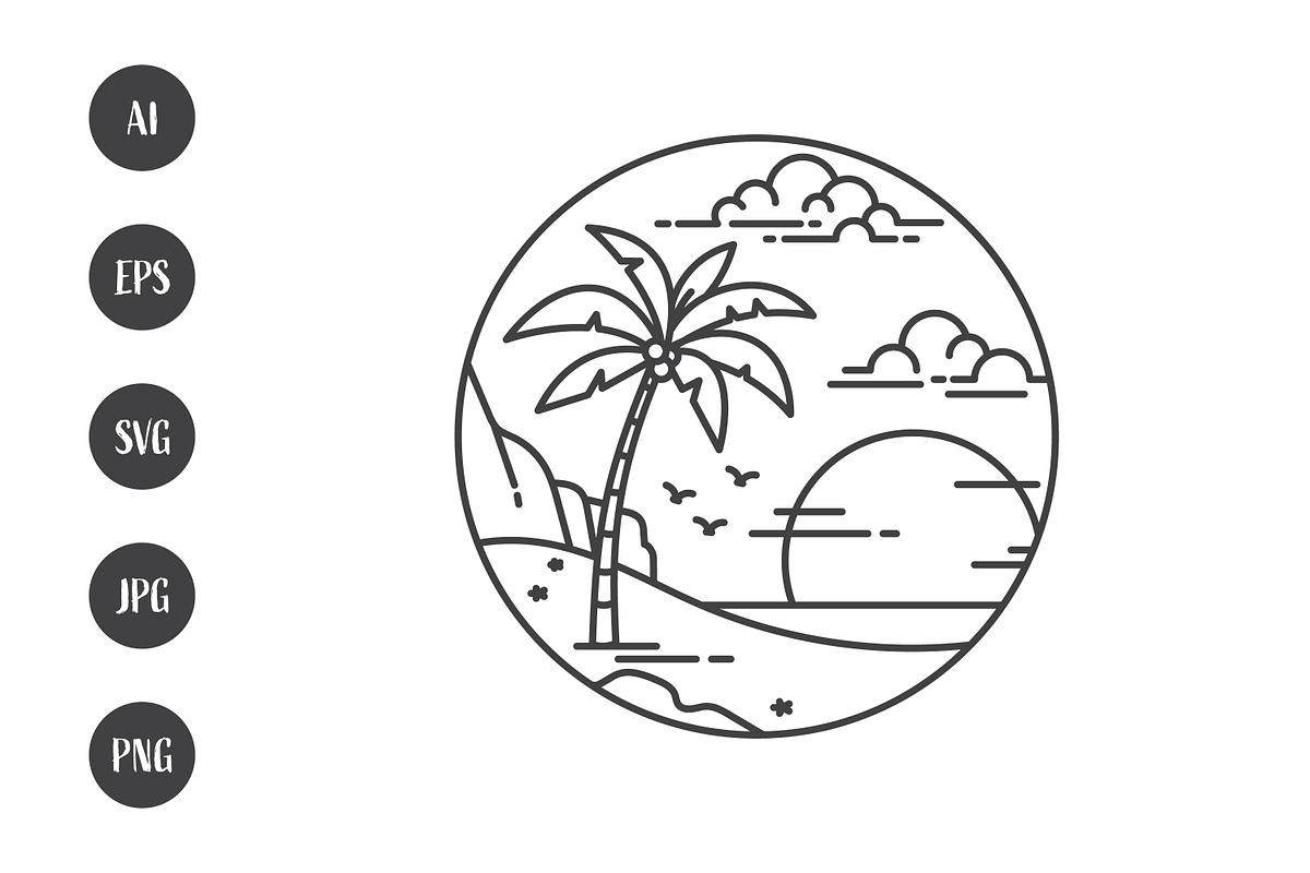 Summer line art of palm tree, a Branding & Logo Template by Saba Vector