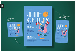 Blue Creative 4th of July Flyer, a Flyer Template by Neermana